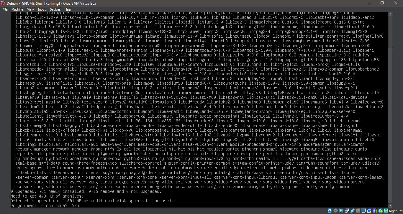 Running 'apt install gnome-shell'